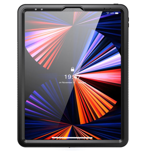 iPad Pro 12.9" (2022 / 2021 / 2020 / 2018) Vandtæt Cover m. Indbygget Skærmbeskyttelse - Gennemsigtig / Sort