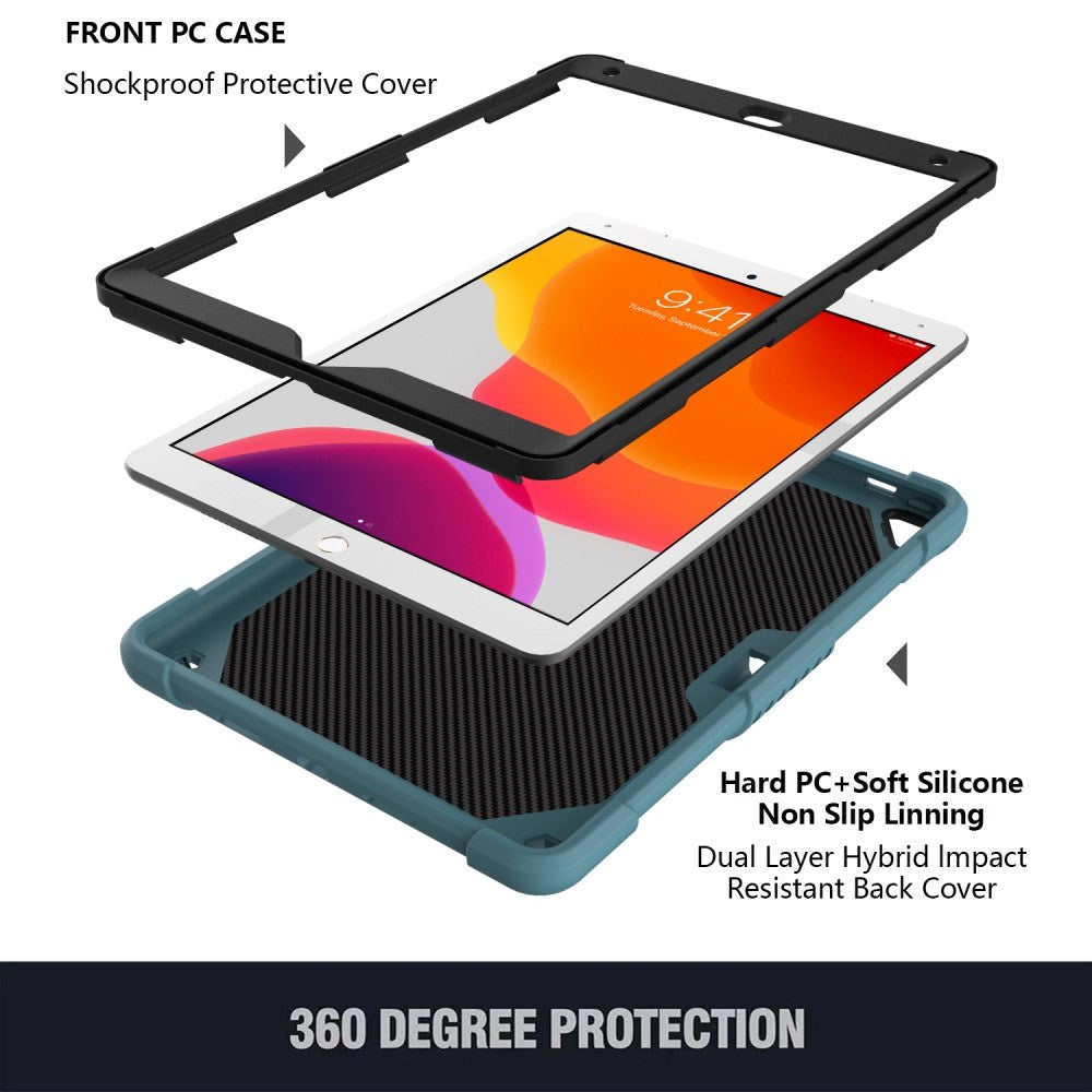iPad 10.2" (2021/ 2020 / 2019) Børne cover - Butterfly Kickstand Cover - Mørkegrøn