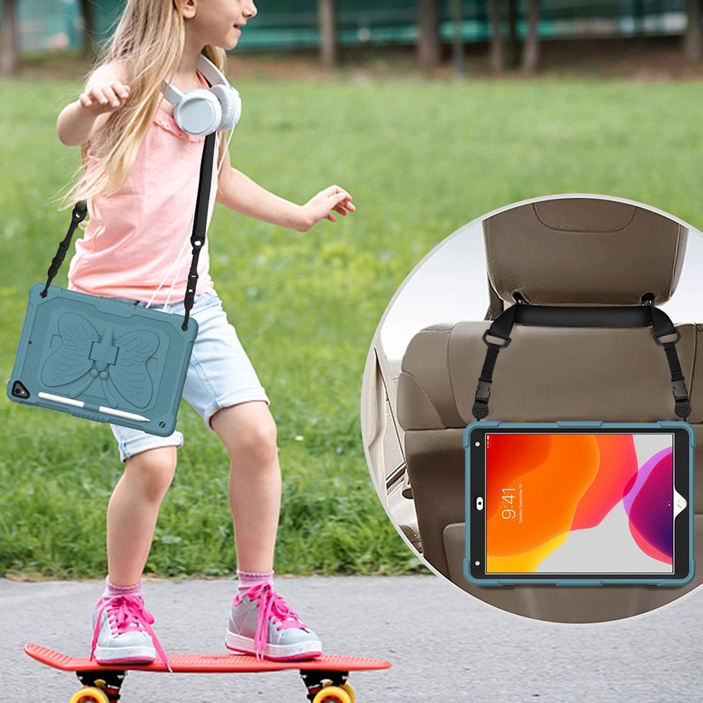 iPad 10.2" (2021/ 2020 / 2019) Børne cover - Butterfly Kickstand Cover - Mørkegrøn