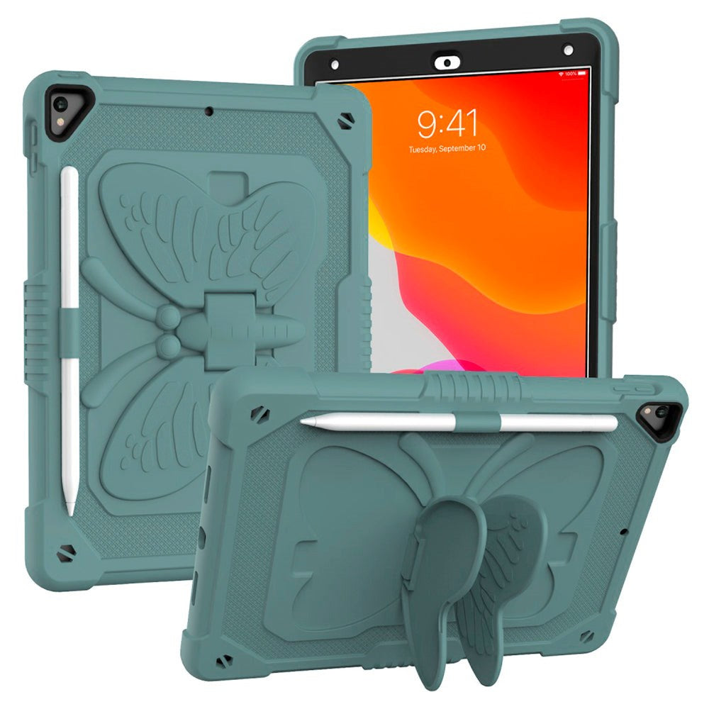 iPad 10.2" (2021/ 2020 / 2019) Børne cover - Butterfly Kickstand Cover - Mørkegrøn
