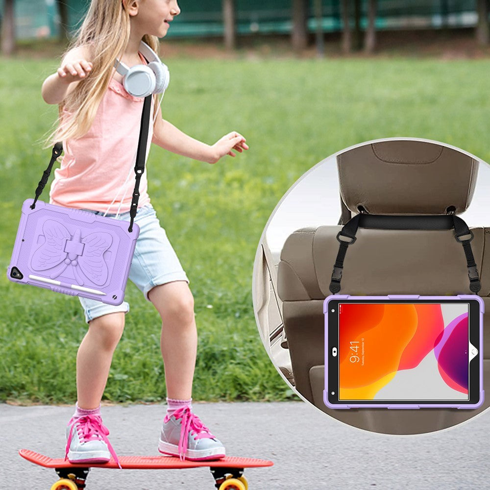 iPad 10.2" (2021 / 2020 / 2019) Børne cover - Butterfly Kickstand Cover - Lilla