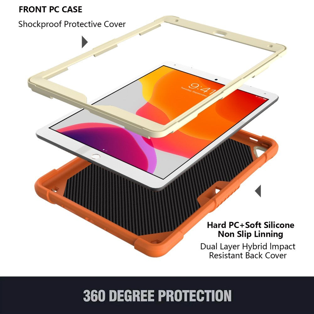 iPad 10.2" (2021 / 2020 / 2019) Børne cover - Butterfly Kickstand Cover - Orange & Grå
