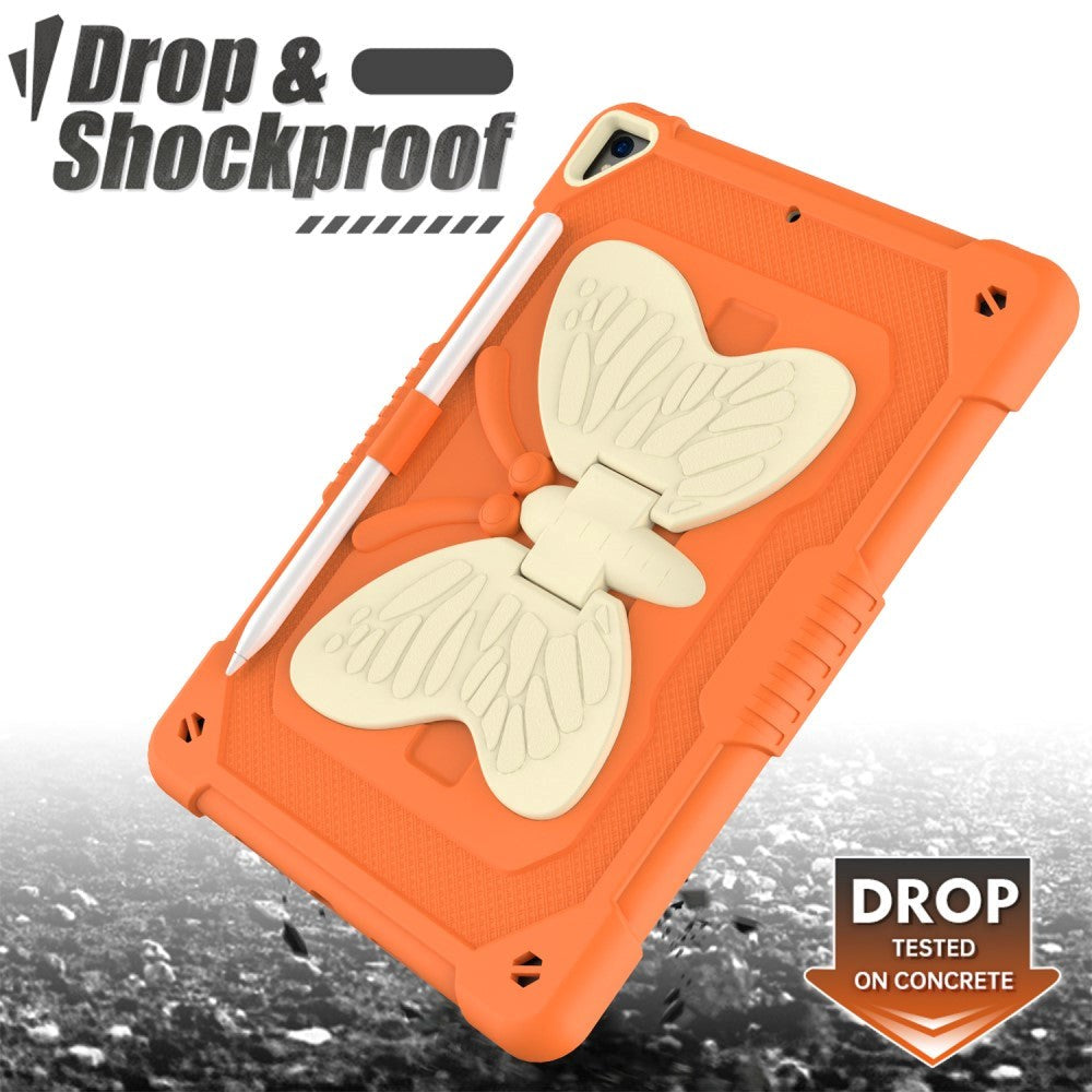 iPad 10.2" (2021 / 2020 / 2019) Børne cover - Butterfly Kickstand Cover - Orange & Grå