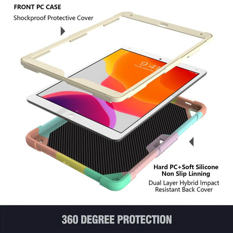 iPad 10.2" (2021 / 2020 / 2019) Børne cover - Butterfly Kickstand Cover - Regnbue V3