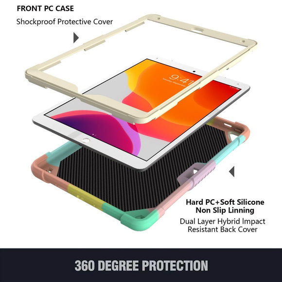 iPad 10.2" (2021 / 2020 / 2019) Børne cover - Butterfly Kickstand Cover - Regnbue V3