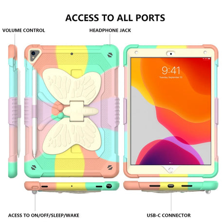 iPad 10.2" (2021 / 2020 / 2019) Børne cover - Butterfly Kickstand Cover - Regnbue V3