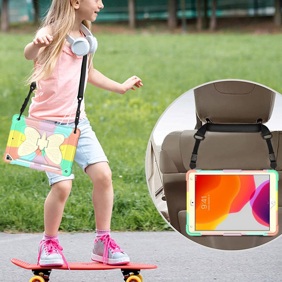 iPad 10.2" (2021 / 2020 / 2019) Børne cover - Butterfly Kickstand Cover - Regnbue V3