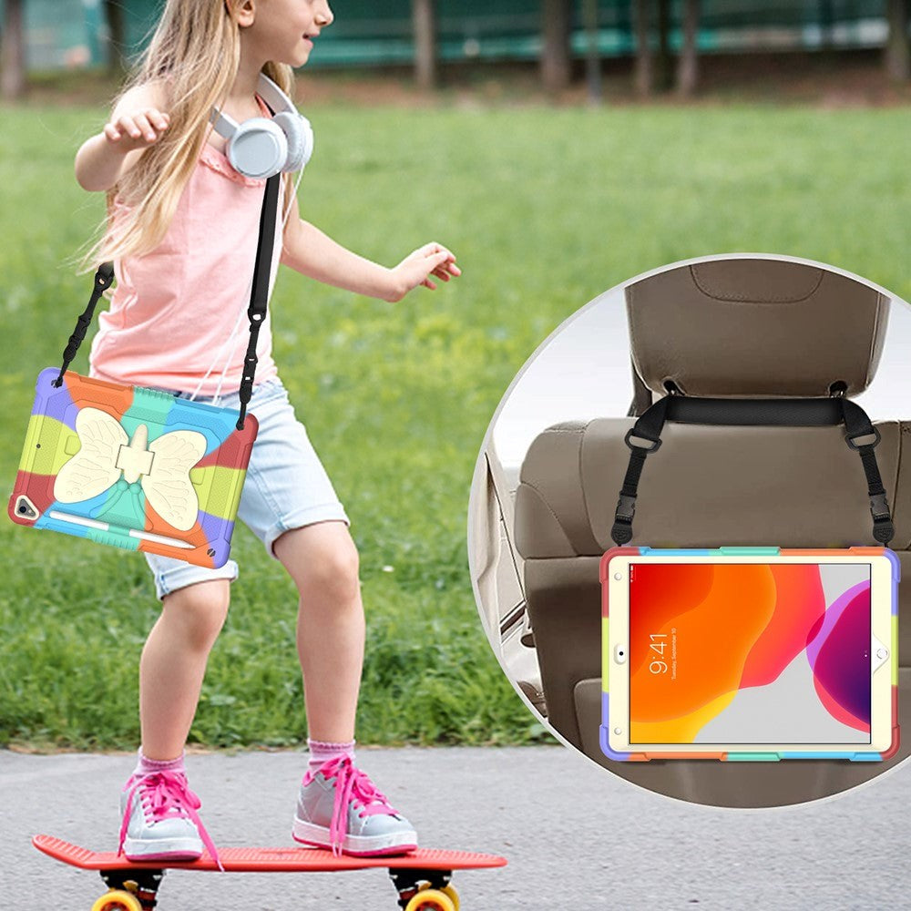 iPad 10.2" (2021 / 2020 / 2019) Børne cover - Butterfly Kickstand Cover - Regnbue V1