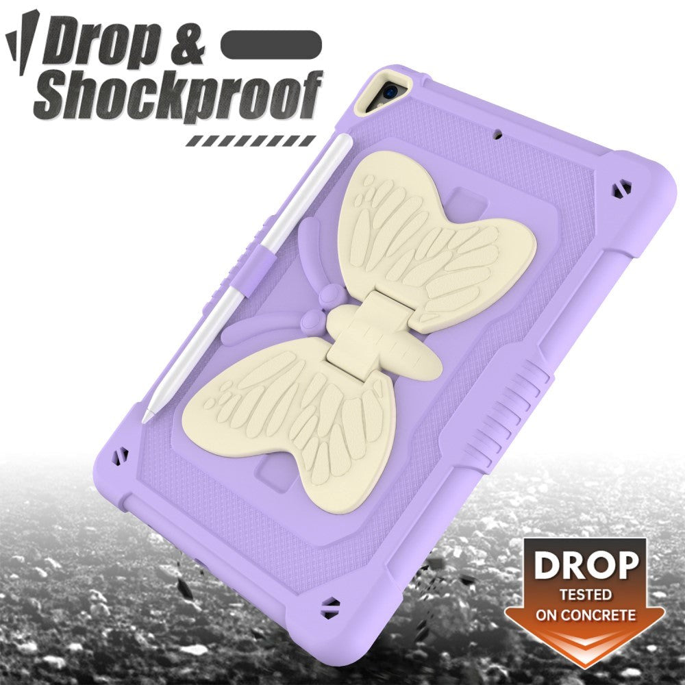 iPad 10.2" (2021 / 2020 / 2019) Børne cover - Butterfly Kickstand Cover - Lilla & Grå