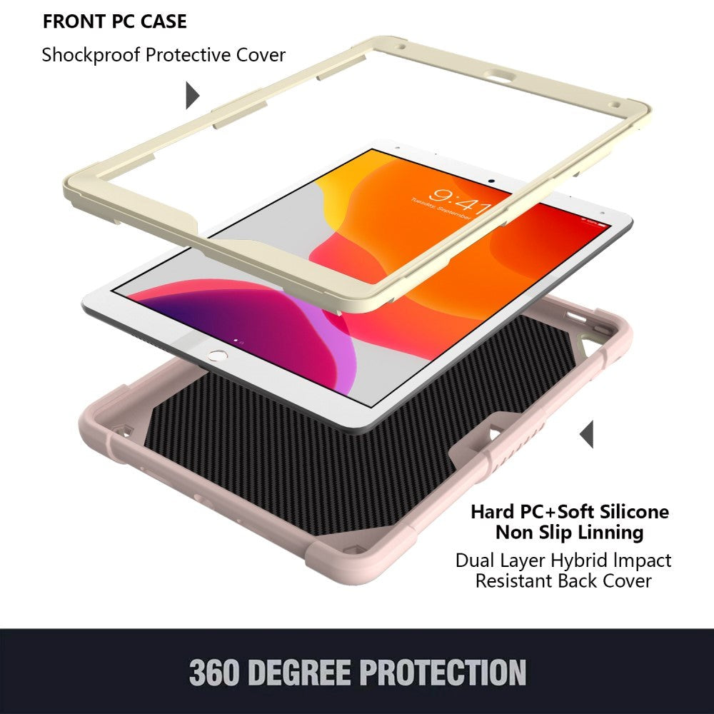 iPad 10.2" (2021 / 2020 / 2019) Børne cover - Butterfly Kickstand Cover - Lyserød & Grå
