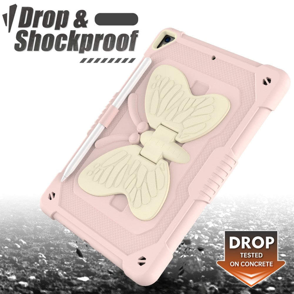 iPad 10.2" (2021 / 2020 / 2019) Børne cover - Butterfly Kickstand Cover - Lyserød & Grå