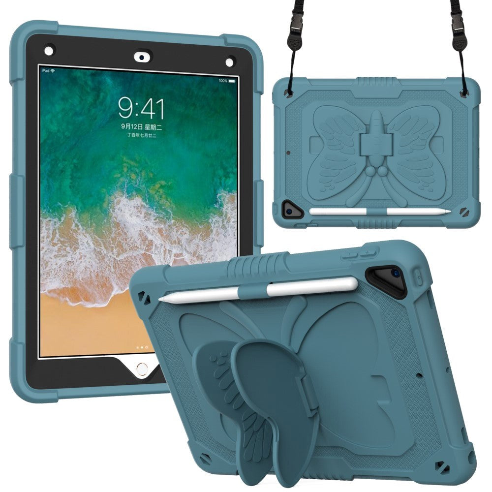 iPad (2018) / iPad (2017) / iPad Air 2 Børne Cover - Butterfly Kickstand Cover - Mørke Grøn
