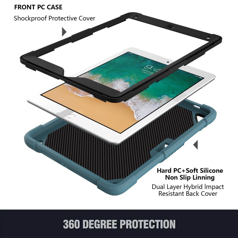 iPad (2018) / iPad (2017) / iPad Air 2 Børne Cover - Butterfly Kickstand Cover - Mørke Grøn