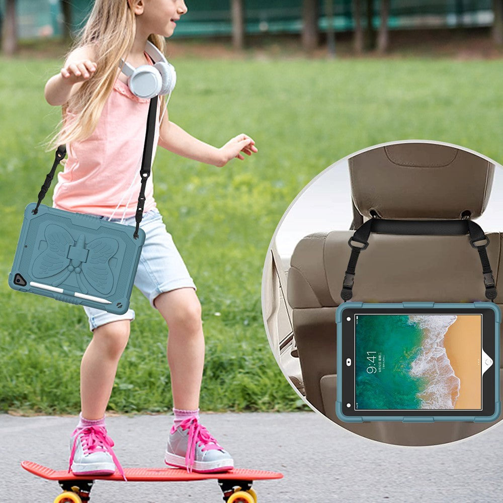 iPad (2018) / iPad (2017) / iPad Air 2 Børne Cover - Butterfly Kickstand Cover - Mørke Grøn