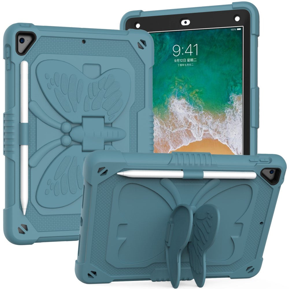 iPad (2018) / iPad (2017) / iPad Air 2 Børne Cover - Butterfly Kickstand Cover - Mørke Grøn