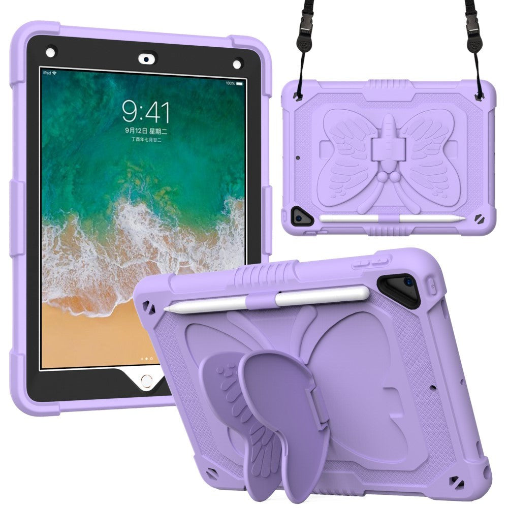 iPad (2018) / iPad (2017) / iPad Air 2 Børne Cover - Butterfly Kickstand Cover - Lilla
