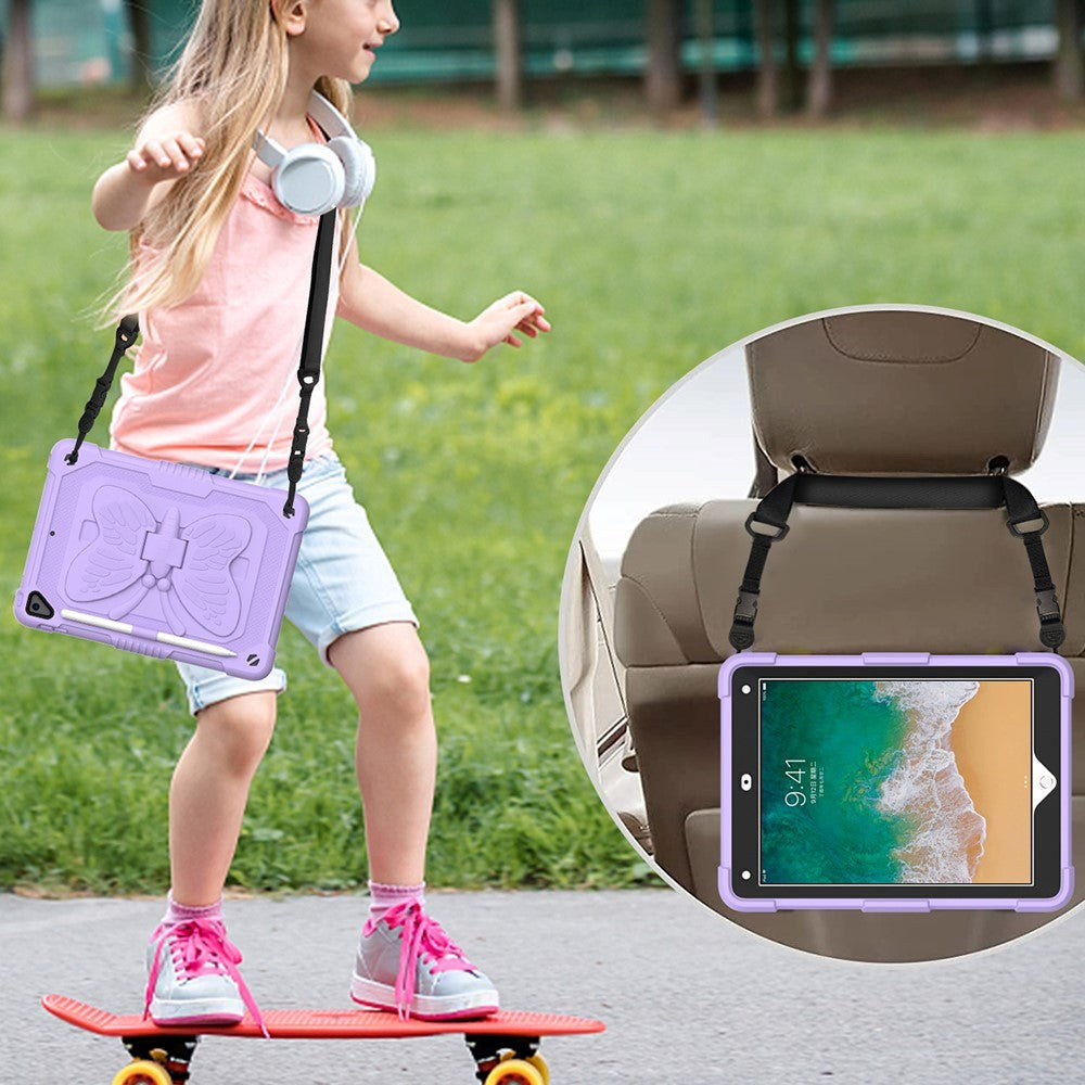 iPad (2018) / iPad (2017) / iPad Air 2 Børne Cover - Butterfly Kickstand Cover - Lilla