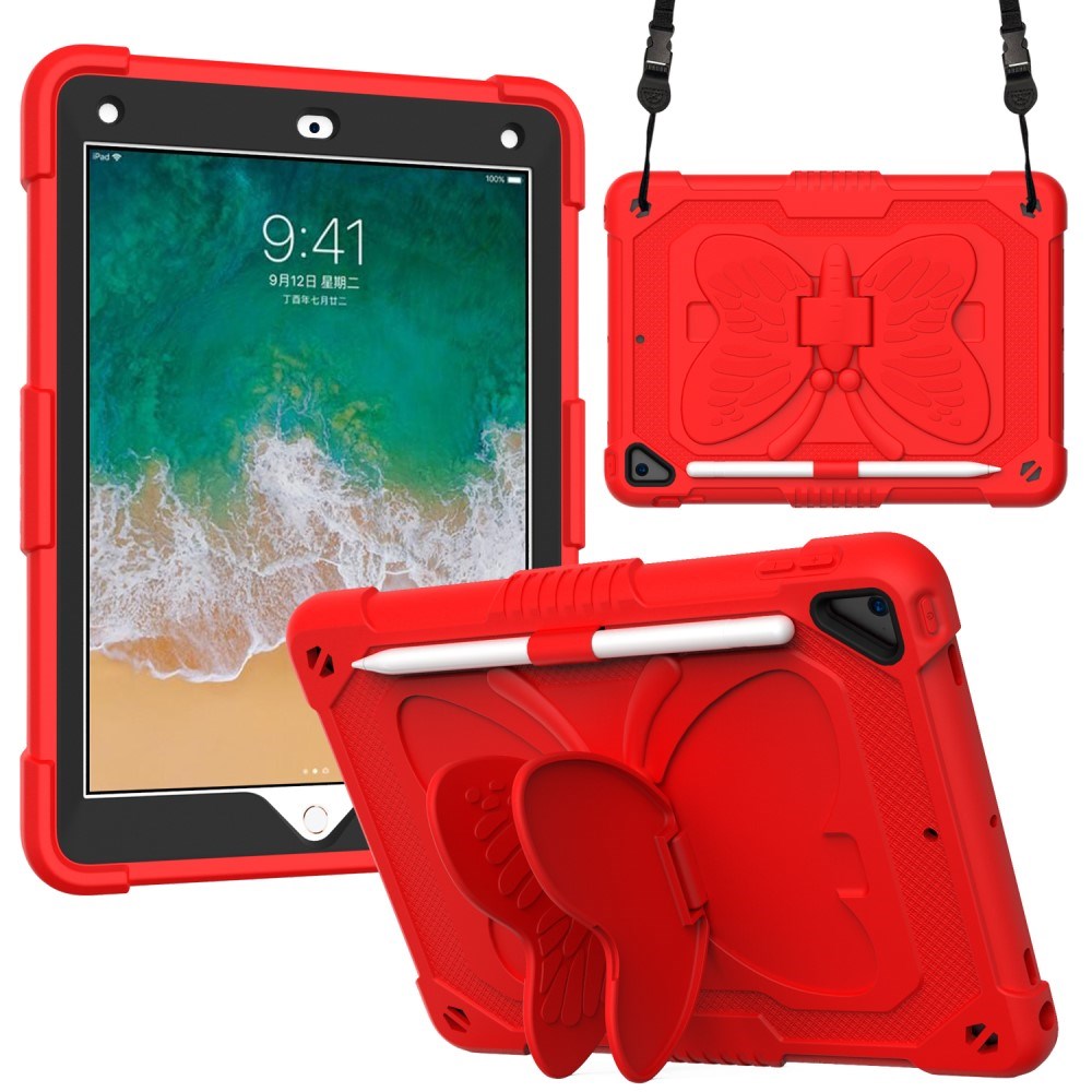 iPad (2018) / iPad (2017) / iPad Air 2 Børne cover - Butterfly Kickstand Cover - Rød