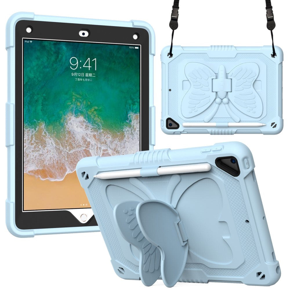 iPad (2018) / iPad (2017) / iPad Air 2 Børne Cover - Butterfly Kickstand Cover - Blå