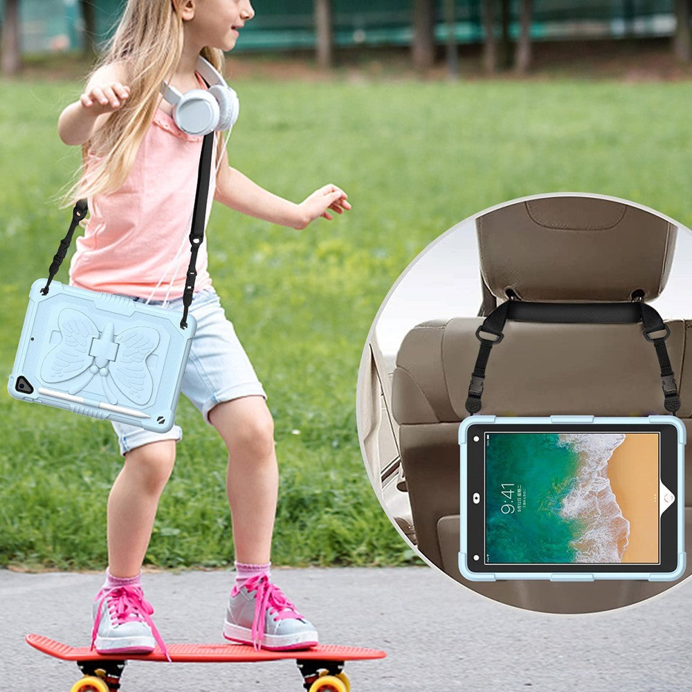 iPad (2018) / iPad (2017) / iPad Air 2 Børne Cover - Butterfly Kickstand Cover - Blå