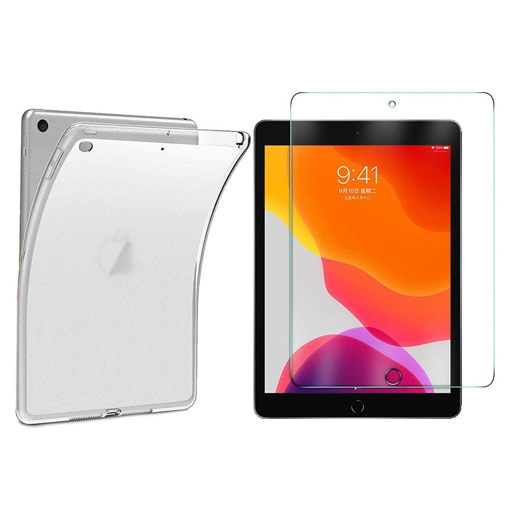 iPad 10.2" (2021 / 2020 / 2019) Fleksibelt TPU Plast Cover m. Skærmbeskyttelse - Gennemsigtig