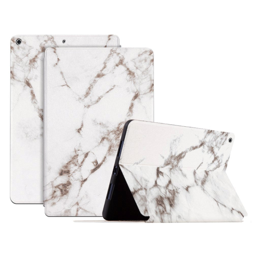 iPad 10.2" (2021 / 2020 / 2019) Tri-Fold Læder Cover - Marmor - Hvid