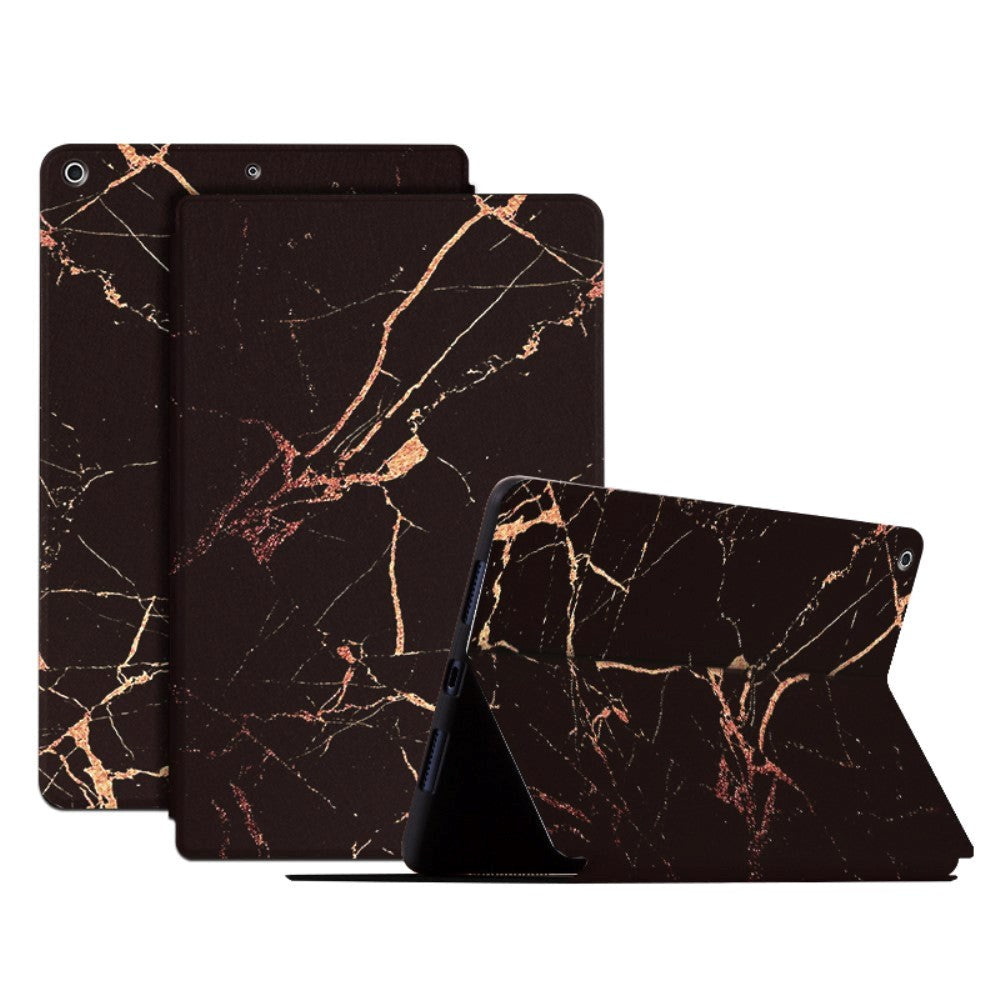 iPad 10.2" (2021 / 2020 / 2019) Tri-Fold Læder Cover - Marmor - Sort
