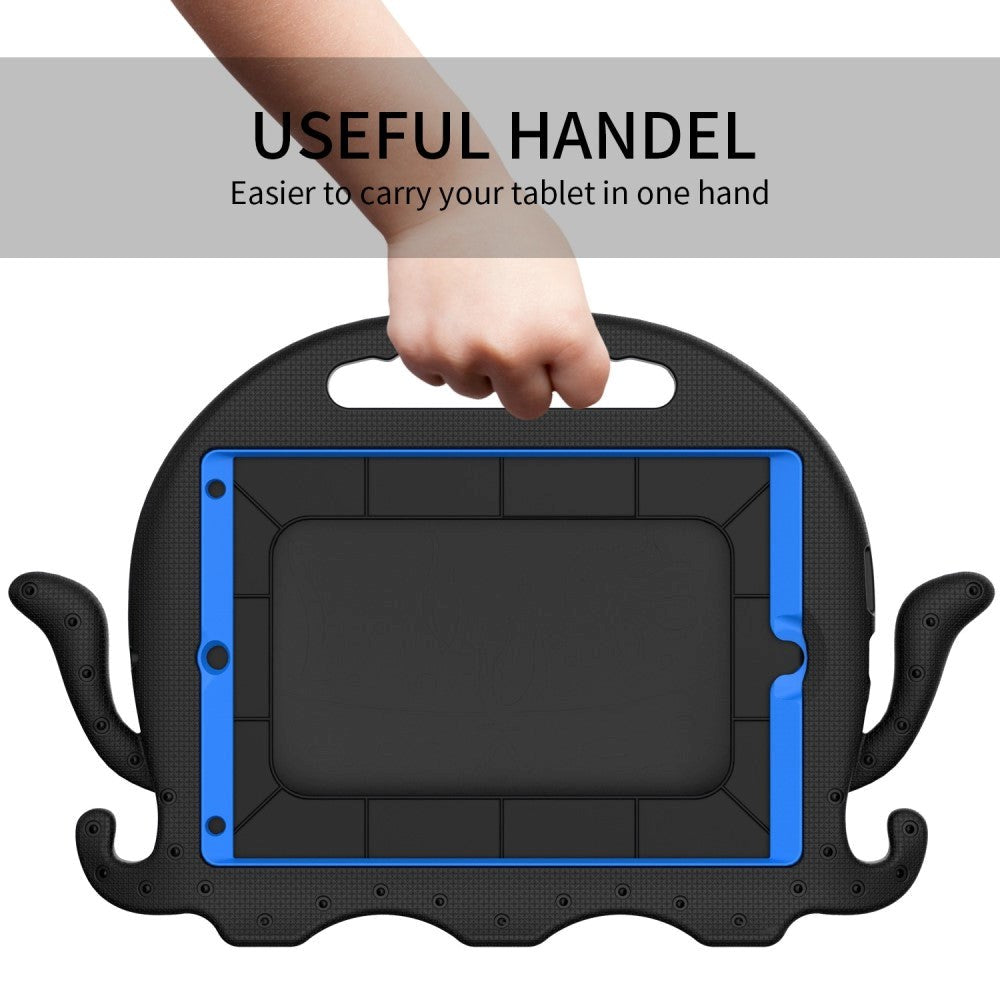 iPad 10.2" (2021 / 2020 / 2019) / iPad Pro 10.5 / iPad Air (2019) Børnecover m. Skulderstrop - Blæksprutte Tema - Sort