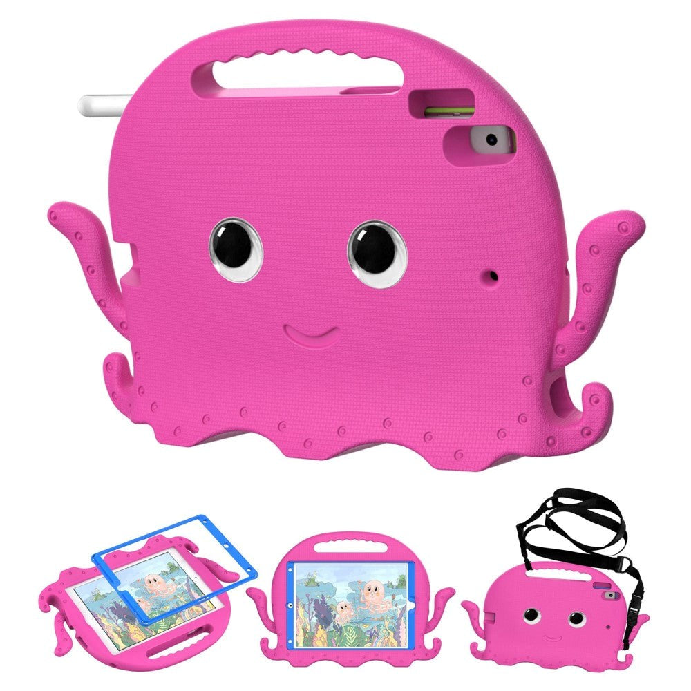 iPad 10.2" (2021 / 2020 / 2019) / iPad Pro 10.5 / iPad Air (2019) Børnecover m. Skulderstrop - Blæksprutte Tema - Pink