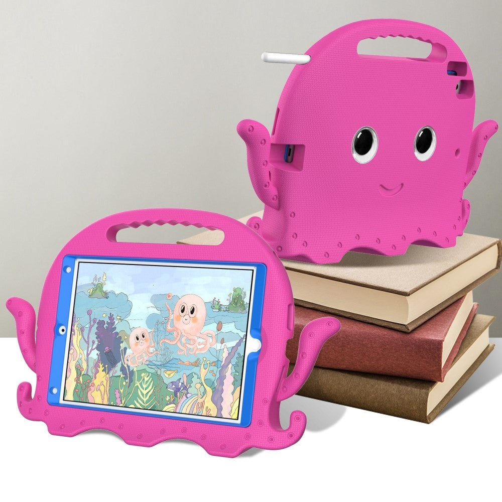 iPad 10.2" (2021 / 2020 / 2019) / iPad Pro 10.5 / iPad Air (2019) Børnecover m. Skulderstrop - Blæksprutte Tema - Pink