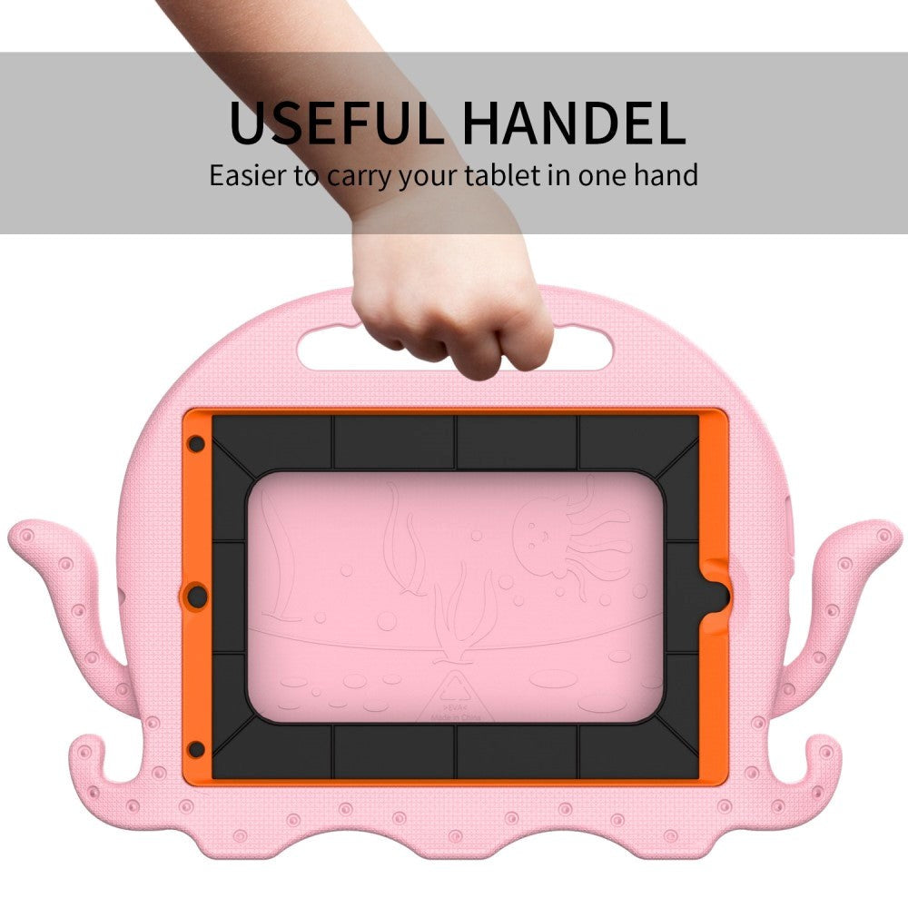 iPad 10.2" (2021 / 2020 / 2019) / iPad Pro 10.5 / iPad Air (2019) Børnecover m. Skulderstrop - Blæksprutte Tema - Lyserød