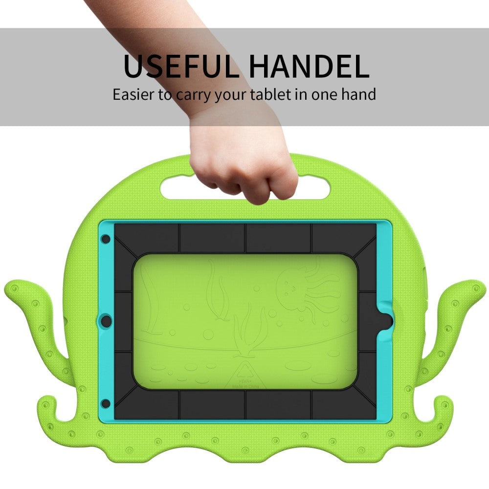 iPad 10.2" (2021 / 2020 / 2019) / iPad Pro 10.5 / iPad Air (2019) Børnecover m. Skulderstrop - Blæksprutte Tema - Grøn