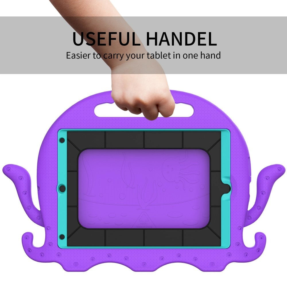 iPad 10.2" (2021 / 2020 / 2019) / iPad Pro 10.5 / iPad Air (2019) Børnecover m. Skulderstrop - Blæksprutte Tema - Lilla