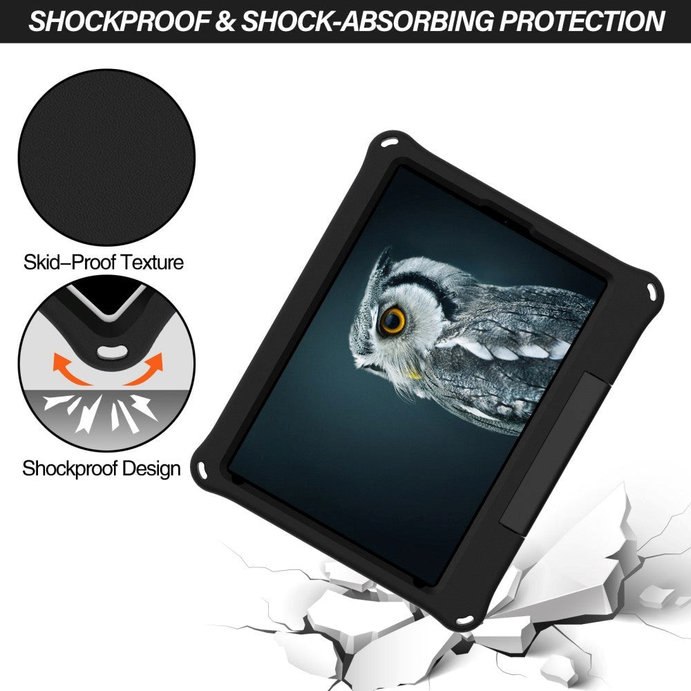 iPad 10.2" (2021 / 2020 / 2019) Børne Cover m. Ring Kickstand - Sort