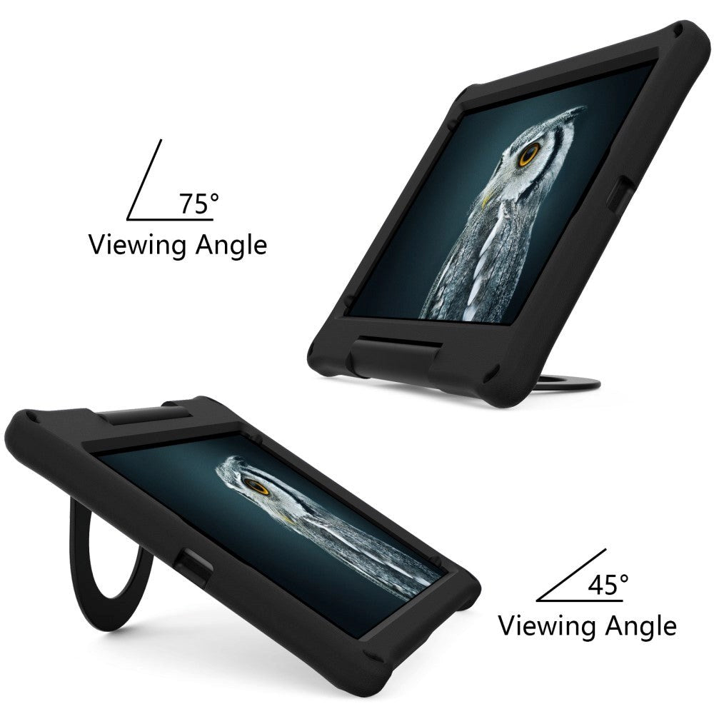 iPad 10.2" (2021 / 2020 / 2019) Børne Cover m. Ring Kickstand - Sort