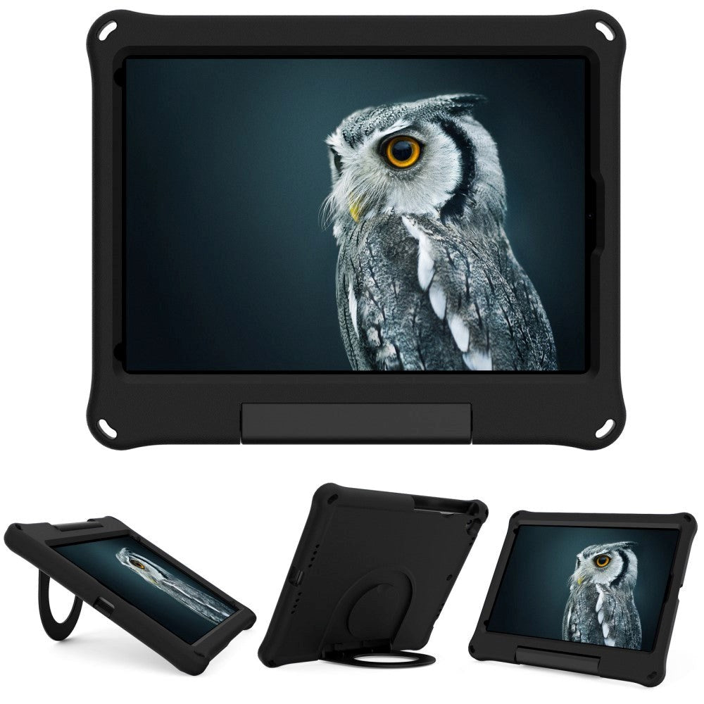 iPad 10.2" (2021 / 2020 / 2019) Børne Cover m. Ring Kickstand - Sort