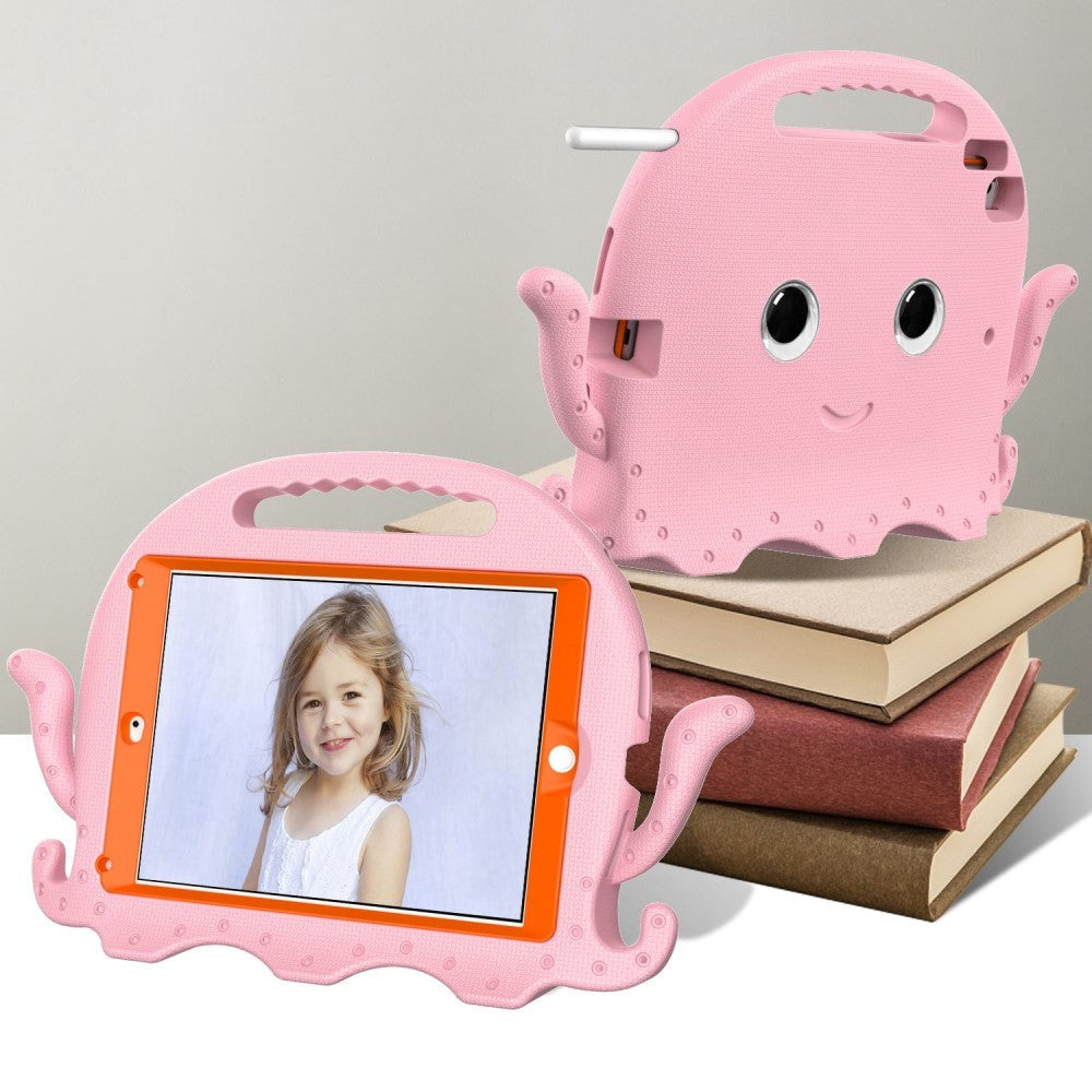 iPad (2018) / iPad (2017) / iPad Air 2 / iPad Pro 9.7" Børnecover m. Skulderstrop - Blæksprutte Tema - Lyserød