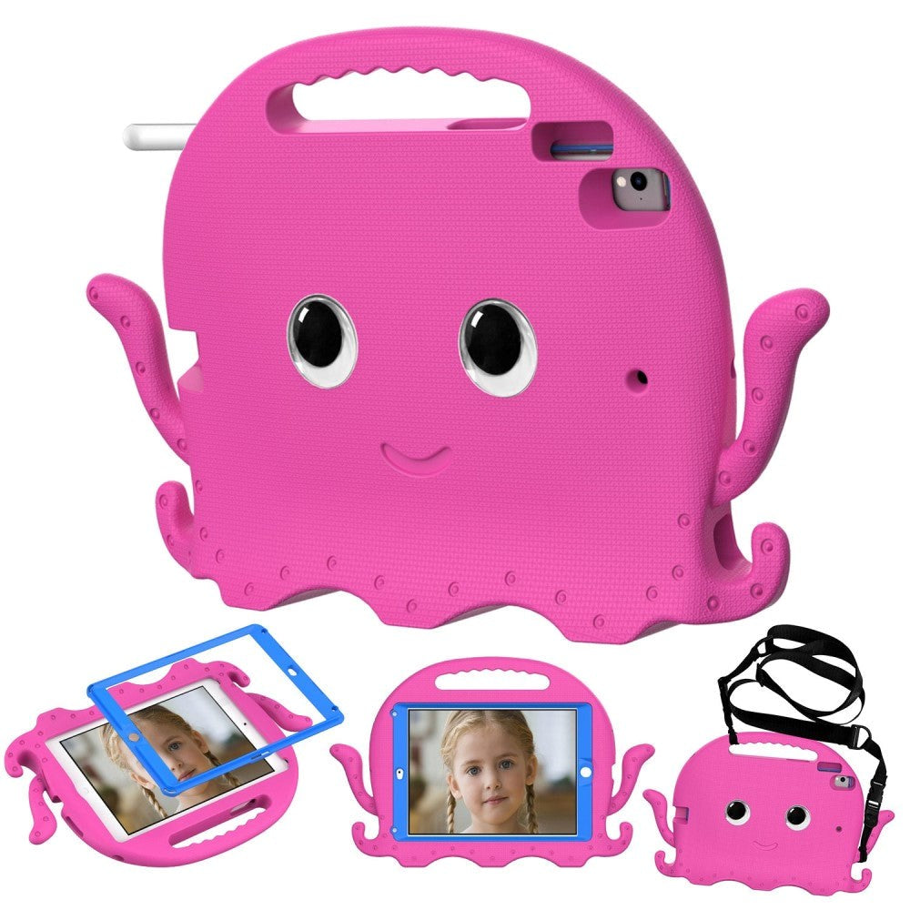 iPad (2018) / iPad (2017) / iPad Air 2 / iPad Pro 9.7" Børnecover m. Skulderstrop - Blæksprutte Tema - Pink