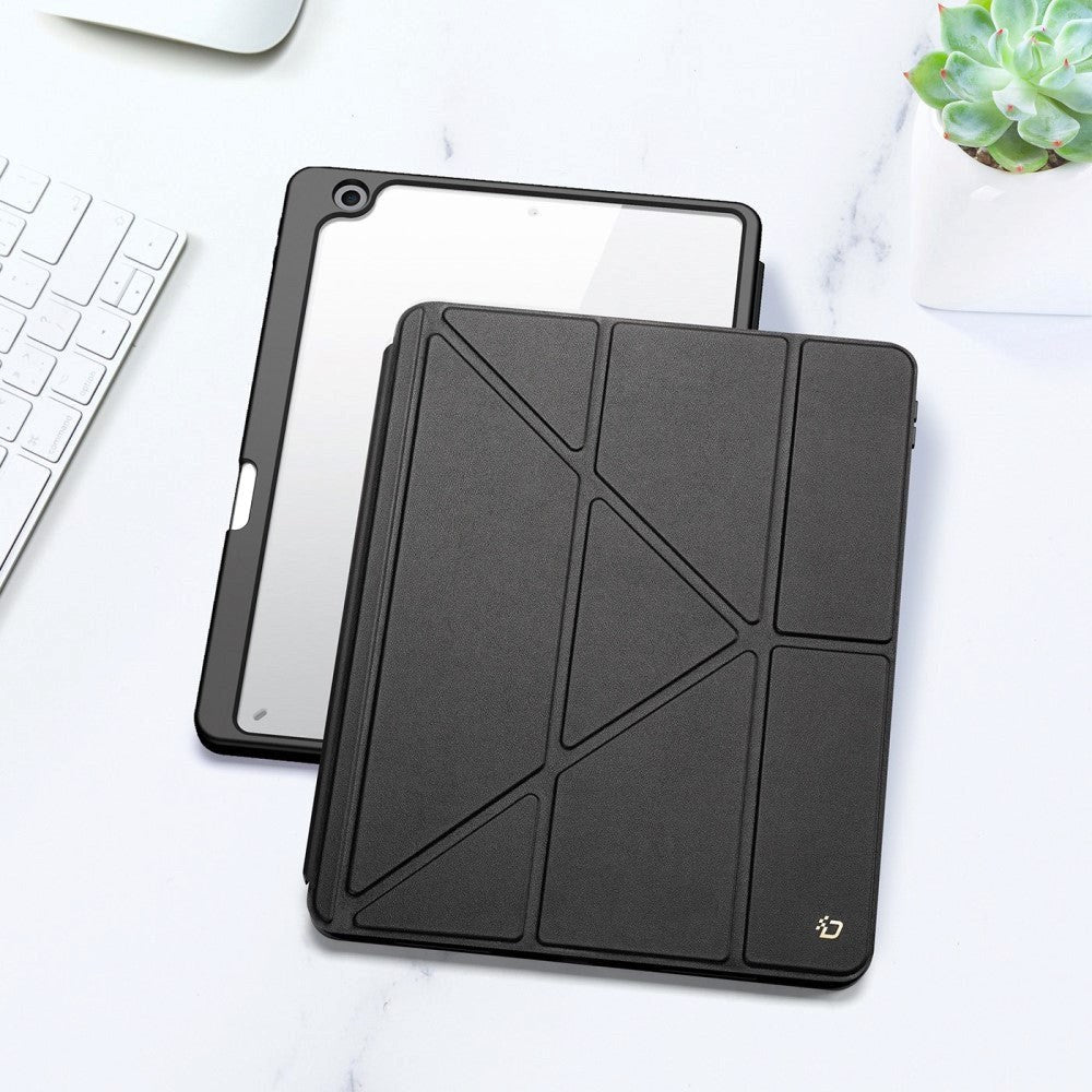 iPad 10.2" (2021 / 2020 / 2019) V-Fold Cover - DUX DUCIS MAGI Series - Gennemsigtig / Sort