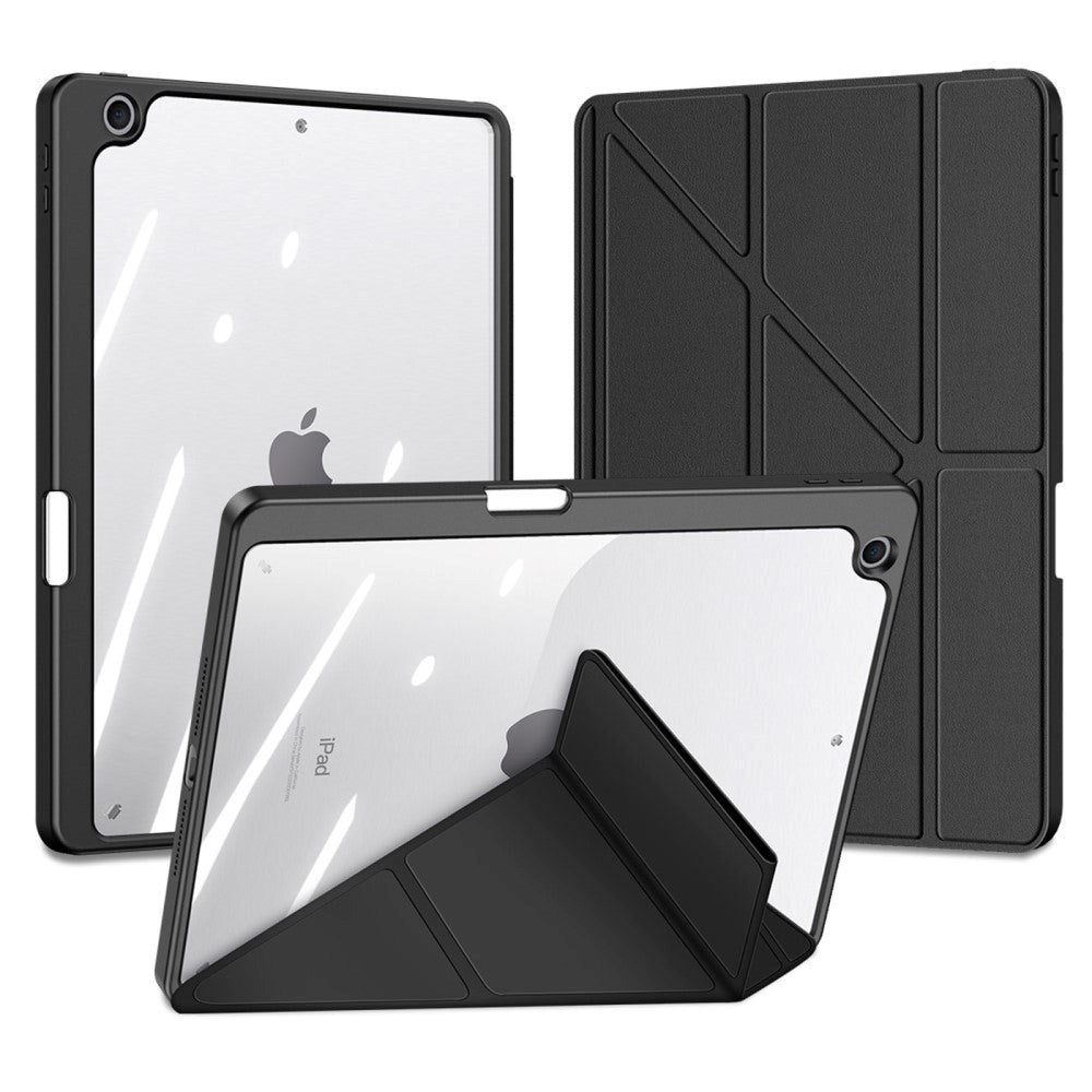 iPad 10.2" (2021 / 2020 / 2019) V-Fold Cover - DUX DUCIS MAGI Series - Gennemsigtig / Sort