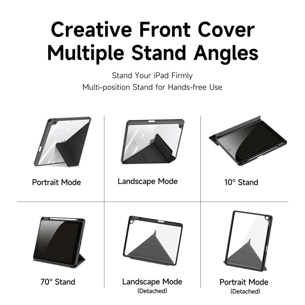 iPad 10.2" (2021 / 2020 / 2019) V-Fold Cover - DUX DUCIS MAGI Series - Gennemsigtig / Sort