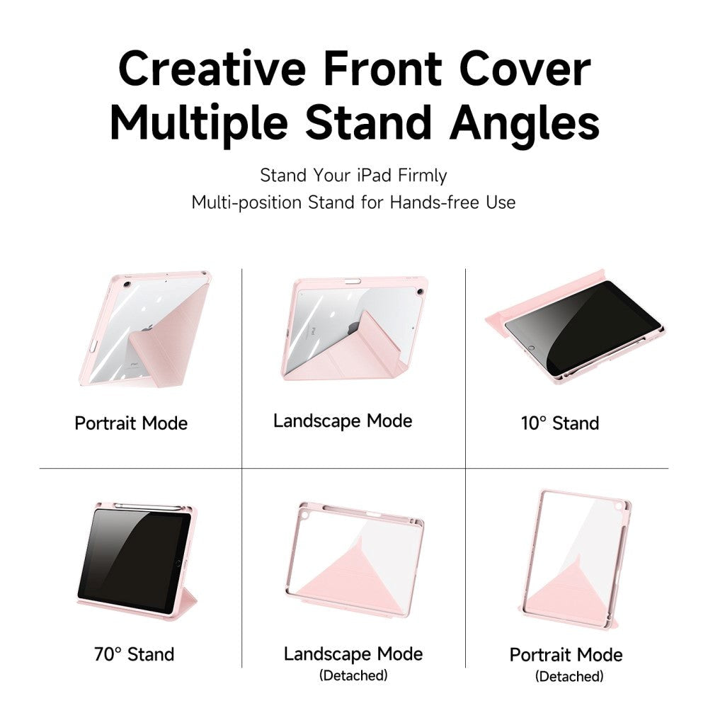 iPad 10.2" (2021 / 2020 / 2019) V-Fold Cover - DUX DUCIS MAGI Series - Gennemsigtig / Lyserød
