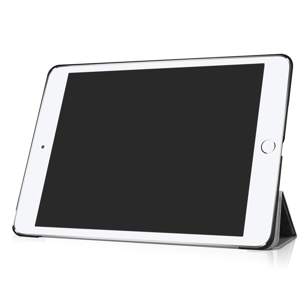 iPad (2018) / iPad (2017) Tri-Fold Læder Etui "Don´t Touch My Pad" Hvid / Sort