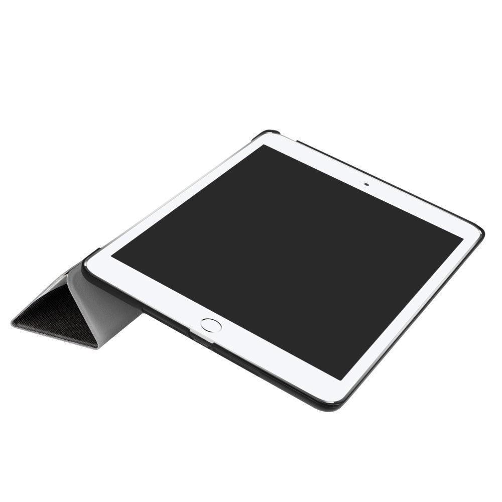 iPad (2018) / iPad (2017) Tri-Fold Læder Etui "Don´t Touch My Pad" Hvid / Sort