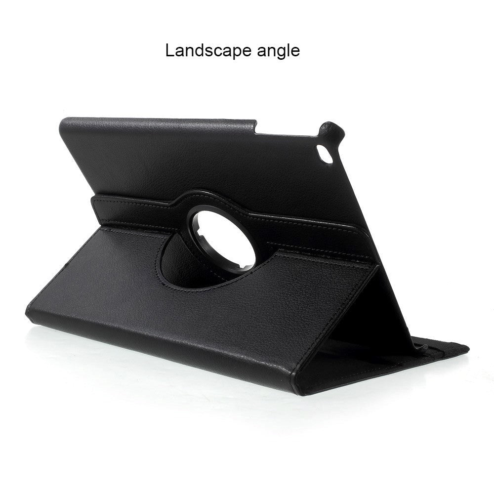 iPad 9.7 (2018-2017) / iPad Air / iPad Air 2 Litchi Læder Cover m. 360 Graders Ståfunktion - Sort