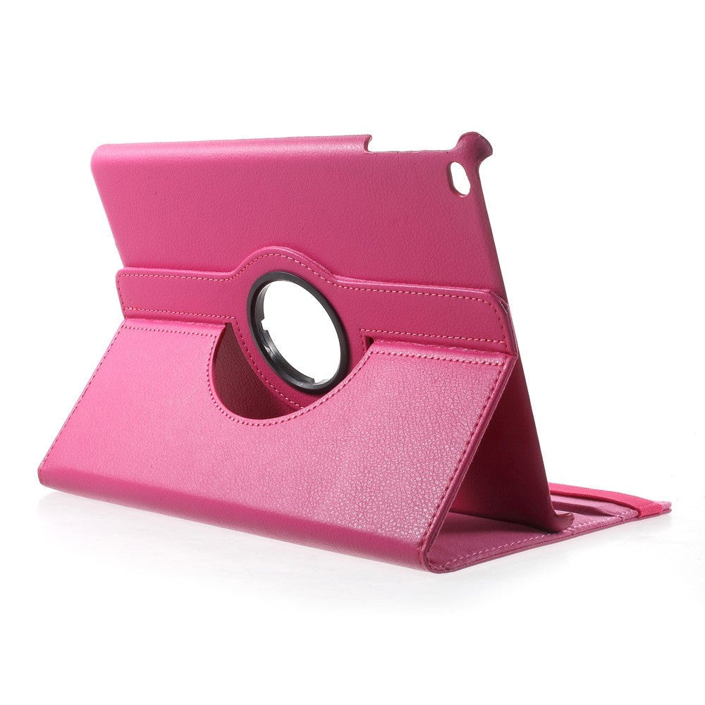 iPad 9.7 (2018-2017) / iPad Air / iPad Air 2 Litchi Læder Cover m. 360 Graders Ståfunktion - Pink