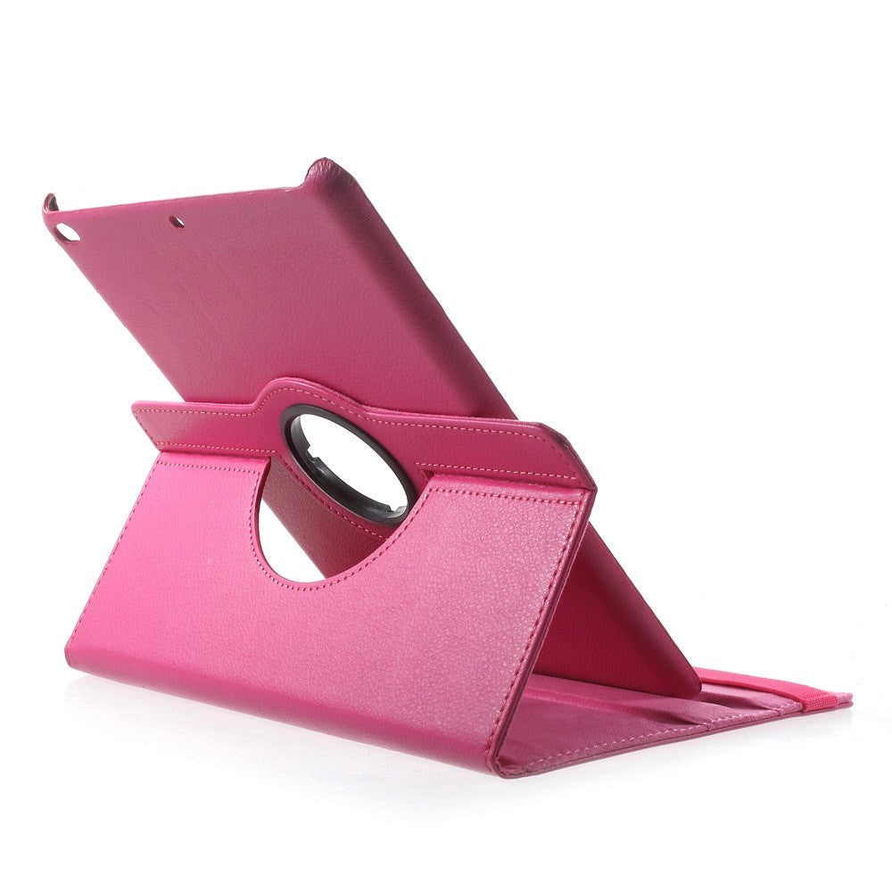 iPad 9.7 (2018-2017) / iPad Air / iPad Air 2 Litchi Læder Cover m. 360 Graders Ståfunktion - Pink
