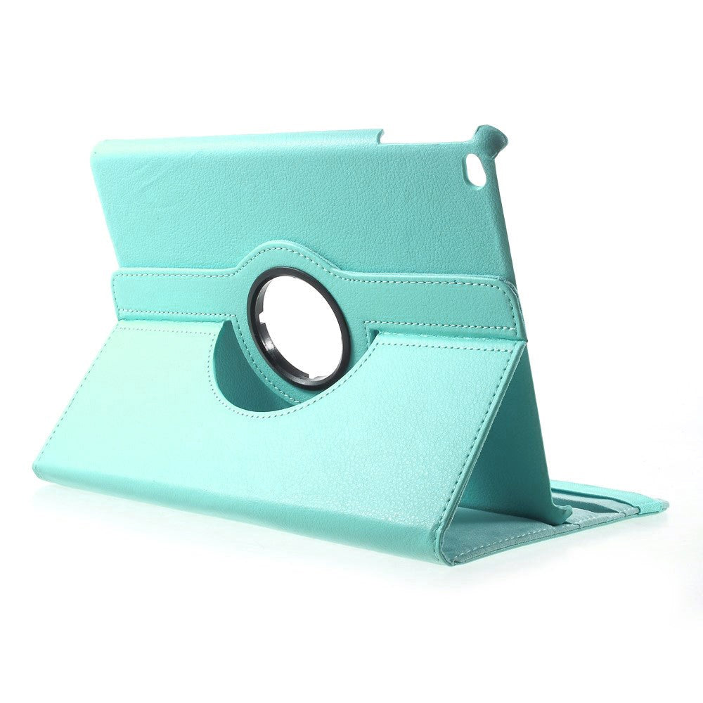 iPad 9.7 (2018-2017) / iPad Air / iPad Air 2 Litchi Læder Cover m. 360 Graders Ståfunktion - Turkis