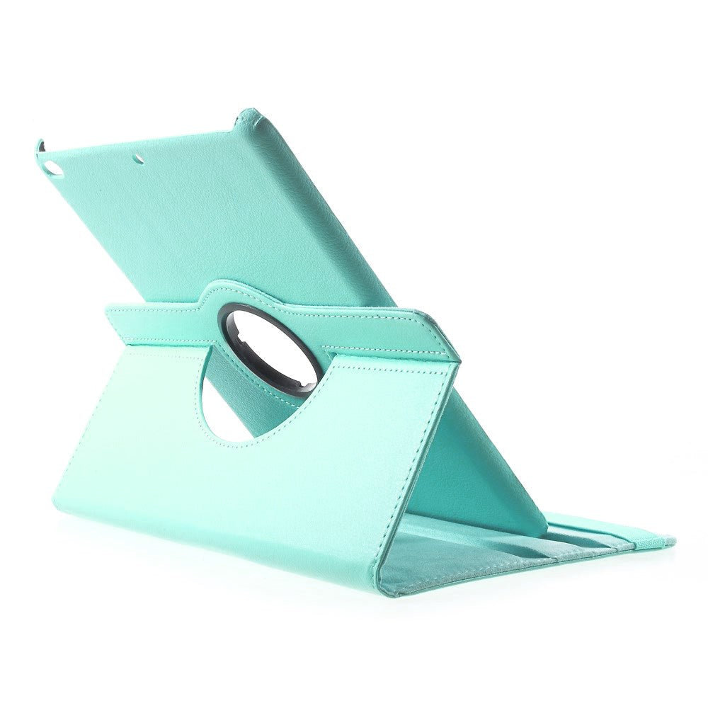 iPad 9.7 (2018-2017) / iPad Air / iPad Air 2 Litchi Læder Cover m. 360 Graders Ståfunktion - Turkis