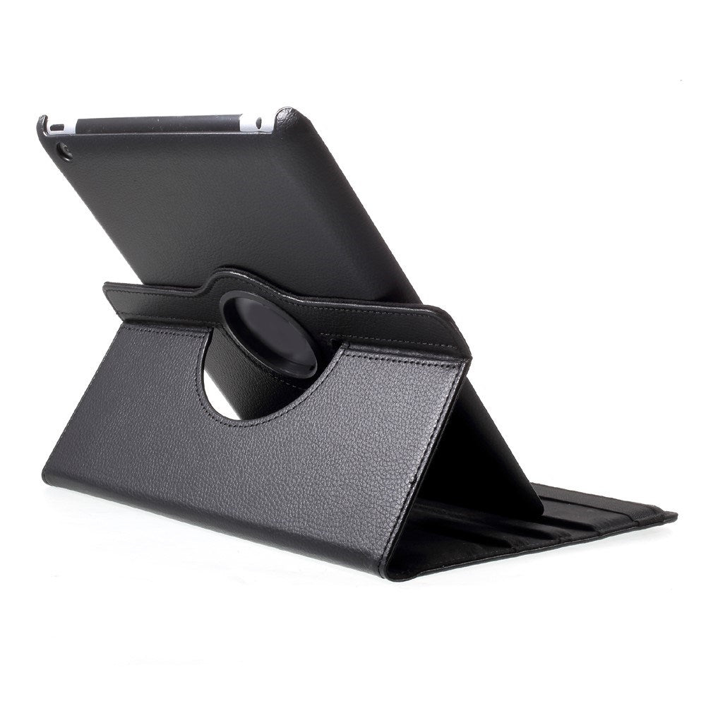 EIDERWOOD iPad 4 / 3 / 2 Kunstlæder Flip Cover m. Elastik & Roterbar Funktion - Sort